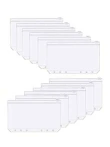 12pcs A5/A6 Binder Pockets, 6 Hole Budget Cash Envelopes For Budgeting, Clear Zipper Folders Planner Inserts Loose Leaf Bags Binder, Waterproof PVC Document Pouch Filing, Back To School Season - Sets - View 2