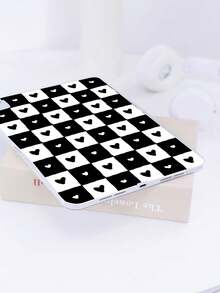 透明加厚防震UV喷漆TPU平板电脑保护套，简约黑白格纹心形图案设计，适用于第十代苹果手机，9.7/10.2/10.5/10.9/11英寸，Air 11英寸（M2）- 2024，Pro 11英寸（M4）- 2024 - 彩色 - 查看 4