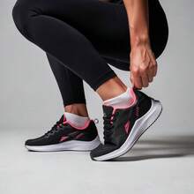 Women's Sneakers: Comfortable And Lightweight For Running And Gym - Black/Pink - View 9