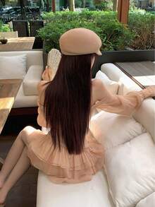Women Short Dresses - アプリコット - View 7