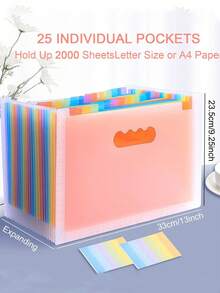 Large Capacity Expandable Clear File Bag, Student Storage Pouch, Suitable For Office, Home, School, Can Hold Documents, Receipts, Essential For Back To School Season, Durable And Lightweight Organizer With Transparent Panels For Instant Content Visibility, Expands To Accommodate A Growing Stack Of Papers, Built-In Zip Closure For Secure Carry, Versatile For Classrooms, Workplace, Travel, And Personal Filing, Perfect For Portfolios, Exam Materials, Receipts, And Everyday Organization - Multicolor - View 2