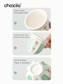 1个椰树图案陶瓷咖啡杯，浓缩咖啡杯，中东阿拉伯风格咖啡/茶杯，招待杯，沙特国庆节礼物，沙特咖啡杯，容量100毫升 - 适合家庭聚会、下午茶、露营、卧室和办公室使用 - 八角形咖啡杯 - 查看 11