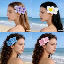 1pc Butterfly Orchid Flower Hair Clip, Sweet Girly Side Bangs Hairpin, Versatile Fashion Accessory Suitable For Beach, Photo Shoot, Date, Outdoor, Casual Wear, Hair Claws, Hair Slide, Hair Barrettes - Multicolor - View 4