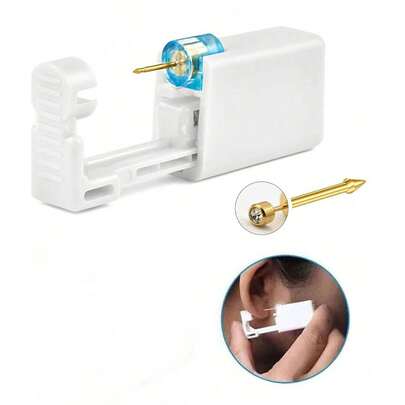 1 Nose Piercing Kit With Gold Nose Stud, 1 Pack Nose Piercing Gun, Disposable Nose Piercing Kit, White Nose Piercing Gun Tool Set