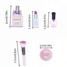 1 Set de Miniatura de Maquillaje para Casa de Muñecas que incluye Lápiz Labial, Perfume, Borla de Polvo, Esmalte de Uñas, Brochas de Maquillaje, Decoración de Juguete, Accesorios de Micro Escena, Adecuado para Decoración de Habitación, Decoración de Sala de Estar, Decoración de Escritorio, Decoración de Baño, Decoración del Hogar, Oficina, Dormitorio, Regalo Personalizado, Regalo Pequeño Delicado, Adecuado para Regalar a Familiares, Amigos, Novia en Días Festivos - A - Ver 3