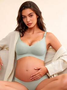 Hart & Haze 1件装孕妇哺乳文胸，透气产后哺乳文胸，舒适无缝无钢圈文胸 - 灰色 - 查看 4