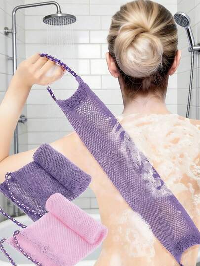 1 pieza Esponja de luffa africana, cepillo exfoliante africano para la espalda en la ducha, cepillo corporal exfoliante de luffa con correa, luffa exfoliante africana con mango de cuerda, esponja de baño unisex larga, hace que la piel sea talla grande suave y limpia, toalla exfoliante multifuncional para la cara, cepillo de espalda elástico, apto para ducha, limpieza de la piel y masaje