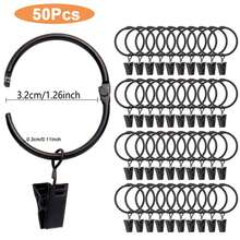 10pcs/30pcs/50pcs Curtain Rings With Clips (32mm/1.25inch) Inner Diameter, Hanging Rings And Curtain Hooks, No Need To Remove Curtain Rod, Roman Rod, Easy Installation, Suitable For Living Room And Bedroom Curtain Hooks, Shower Curtain Hooks Decorative Curtain Rings (Gold, Black, Silver) - Multicolor - View 11