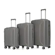 Set di 3 valigie girevoli in PP da 20"/24"/28" - Dimensioni con maniglie laterali, ganci per appendere e piedini di protezione - Serratura combinata integrata (Argento) - Argento + Polipropilene - Visualizzare 12