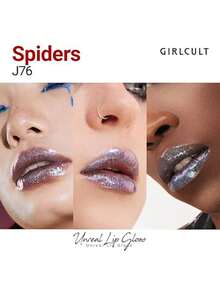 GIRLCULT Unreal 高光澤唇釉 J76 Spiders 3.5ml/0.12 Fl.Oz，油基，鑽石閃粉，閃亮金屬感，強烈亮澤妝效，持久，全息，無滑石粉，輕盈，不黏膩，平滑唇部，禮品 - J76 Spiders - 查看 3