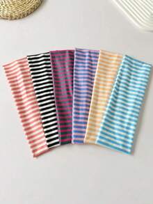 6条/套 女士时尚运动头带，多色条纹设计，适合健身、跑步、瑜伽，吸汗发带，休闲发饰，日常发型装饰 - 彩色 - 查看 1