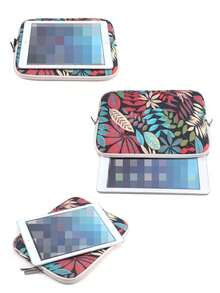 1pc LISEN Paisley Pattern Tablet Sleeve, Suitable For 9.7", 10", 11" Tablets, Protective Case Compatible With Apple Air 10.9"/ Pro 10.2"/11" Tablets, MatePad Laptop Sleeve - Colorful Leaves On Gray Background - View 5