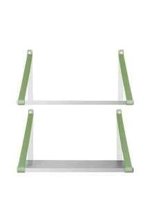 KIT 2 PRATELEIRAS BRANCA COM ALÇA DE COURO TONALIDADE VERDE - Visão 1