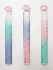 1pc Random Color/3PCS Mixed Color, Cute Cat Paw Ruler, 15cm Gradient Color Ruler, Student Stationery - Color - View 5