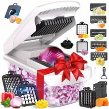 Máy thái rau củ 7 trong 1 kèm hộp đựng, máy thái thực phẩm, máy thái hành, máy cắt rau trộn salad, dụng cụ nhà bếp. - trắng - Xem 1