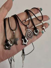 6pcs Vintage Gothic Style Necklaces, Star & Moon Pendants, Punk Hip-Hop Hala Pendants, Unisex Fashion Jewelry, Suitable For Daily Wear And Special Occasions, Ideal Gifts For Valentine's Day, Easter, Halloween - Punk Necklace 6-piece Set - View 19