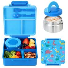 Christmas Bento Box With 8oz Soup , Leak-Proof Lunch Box, 4-Compartment Design, Insulated For Hot & Cold, Suitable For School, Travel, Home Decor, New Year Gift - Multicolor - View 13