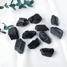 1pc Natural Black Tourmaline Jet Stones Raw Ore Irregular Crystals Divination Mineral Specimen Eliminate Magnetism Fathers Dad Christmas Gift - Black Tourmaline Rough Stone - View 4