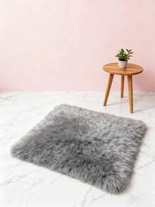 1pc Round Shaggy Rug, Plush Carpet, Decorative Rug, Fluffy Long Pile Carpet, White Round Rug, Light Gray Round Rug, Light Pink Round Rug, Light Blue Round Rug, Light Yellow Round Rug, Black Round Rug, Purple Round Rug, Rose Red Round Rug, White With Gray Tips Round Rug - Multicolor - View 6
