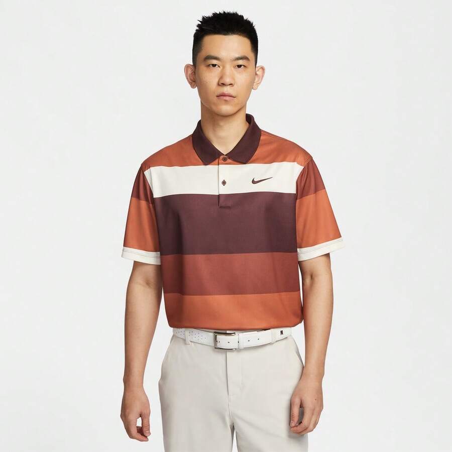 Nike Men's AS M NK DF VICTORY+ POLO PRTPOLO Knit Collared Short Sleeve Shirt TFZ7449-652 - Rusty Rose - View 1