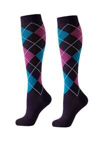 1/3/6 Pairs Unisex Compression Knee-High Socks, Breathable Design Suitable For Running, Cycling, Hiking, Football And Travel - Multicolor - View 2