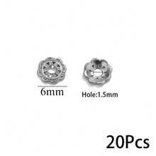 20颗6毫米不锈钢金色花朵珠帽端头隔珠吊坠珠，适用于珠宝制作材料配件批发 - 串珠墊片 - 查看 10