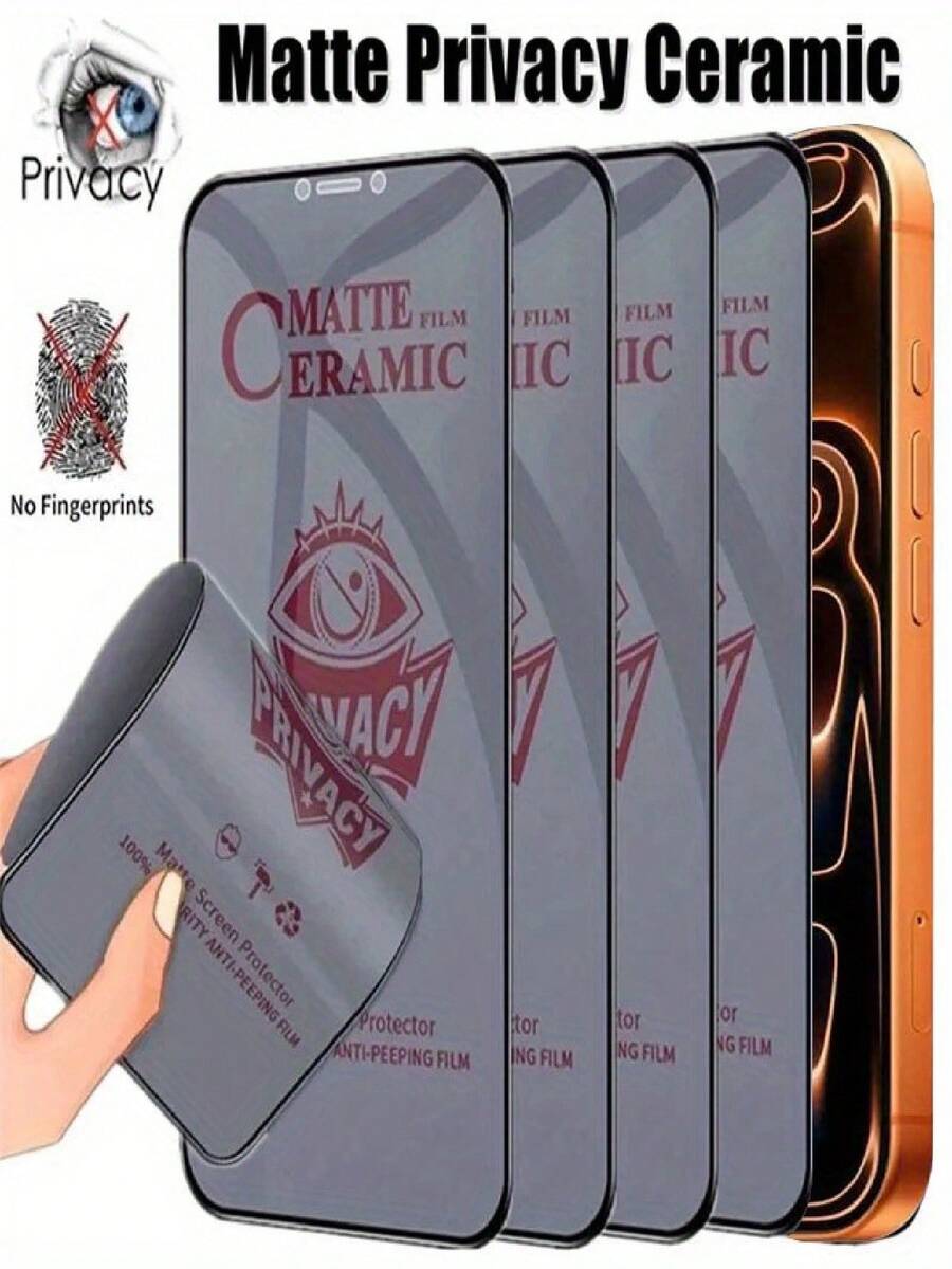 4 paquetes de protector de pantalla cerámico mate antirreflejo y antihuellas compatible con iPhone 17 Air/17 Pro Max/16 Pro Max/16/16e/15/14/13/12/11/Pro Max/Plus/XR/X/XS/XS Max/Mini, protección antirreflejo a 30°, cobertura completa, fácil de instalar, no es de vidrio, regalo de primavera para cumpleaños o aniversario - Negro - Ver 1