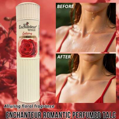 Enchanteur Talco profumato a lunga durata, ti mantiene asciutto e fresco per 24 ore, offre una sensazione rinfrescante e confortevole, allevia il prurito, profumo persistente, texture in polvere fine, migliora la condizione della pelle, emette un piacevole aroma floreale.