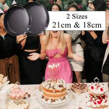 18cm And 21cm Springform Cake Tins For Baking Round Cake Tin Set Of 2 Non Stick Carbon Steel And Loose Base For Easy Release 8 Inch Round Pan Cheesecake Tin Springform Loose Bottomdjj - Black - View 7