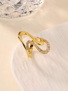 Size 7 & 8 Women's Retro Wave 8-Shaped Cubic Zirconia Ring, 18K Gold Plated Anti-Fading Charming Ring, Wedding Anniversary Birthday Gift, 2026 New Arrival - Multicolor - View 6