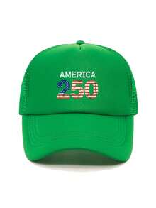 1顶时尚海绵帽，美国建国250周年纪念印花成人卡车司机帽、棒球帽、钓鱼帽，趣味礼物帽，男女皆宜，春夏款 - 彩色 - 查看 7