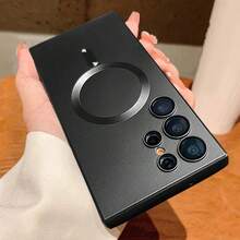 1PC Black Luxury Magnetic Phone Case Compatible With Samsung Galaxy S26Ultra/S26Plus/S26/S26Edge/S26Pro/S25Ultra/S25Plus/S25Edge/S25FE/ S24 S25 S22 S23 Ultra Plus S20 S21 FE Note 20/A57/A37A17/A07/A56/A36/A26/A55/A35/A25/A15/A24/A34/A14/A16/A06/A05S, Soft TPU Material, Christmas Giftl,Bumper Shockproof Metallic Luster Phone Case - Black - View 5