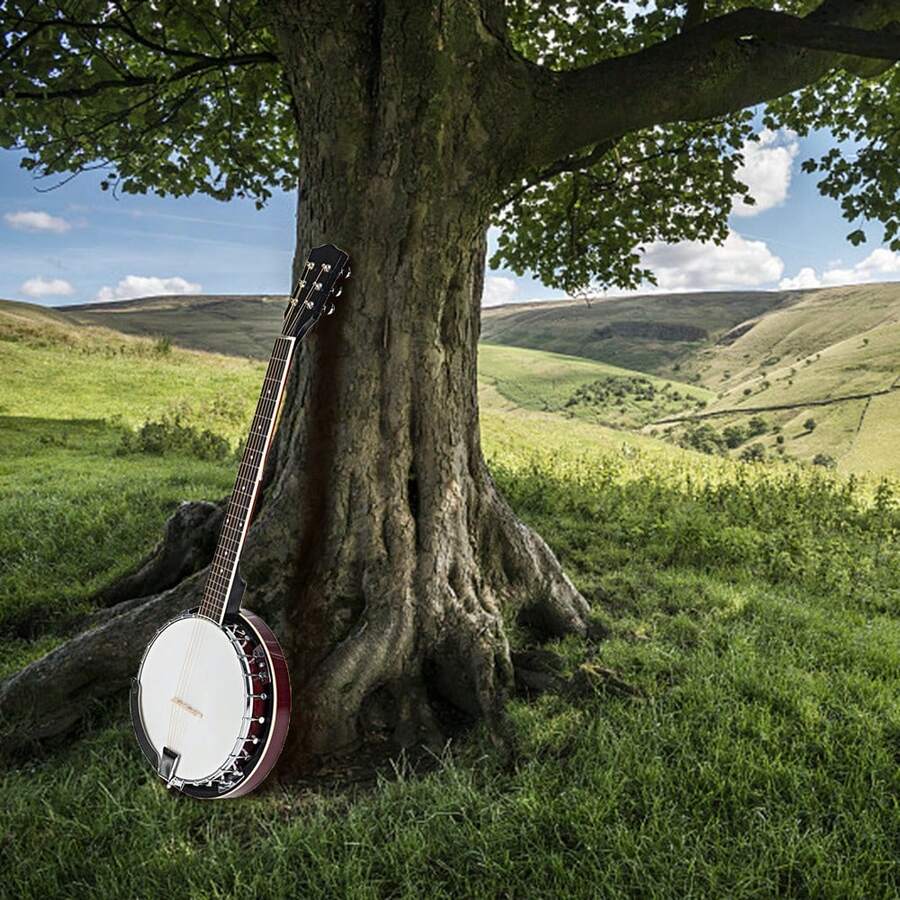 Six-String Sapele Banjo - Reddish-brown - View 1