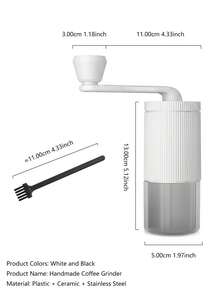 1个手动咖啡研磨机，采用陶瓷锥形磨盘，适用于意式浓缩咖啡、手冲咖啡、法压壶咖啡、摩卡壶咖啡、滴滤咖啡，非常适合办公室、家庭、旅行、露营使用。 - 彩色 - 查看 4