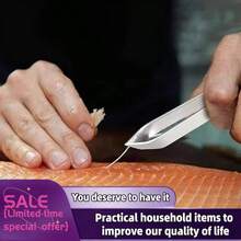 1/2/3pcs Stainless Steel Straight & Curved Tweezers, Turkey Feather Plucker, Fish Bone Tweezers, Hotel Supplies Fish Bone Tweezers, Poultry Plucker, Garlic Peeler, Vegetable Peeler, Multi-Function Stainless Steel Clamps, Kitchen Tools - View 8