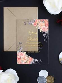 Acrylic Wedding Invitation: Custom Elegant Party Invites, Custom Acrylic Wedding Invitation, Acrylic Invites, Luxury Invite, Transparent Invitation, Custom Acrylic Wedding Invitation, Acrylic Invites, Minimalist Acrylic Invite, White Ink Acrylic Invitation, Transparent Invitation - Multicolor - View 13