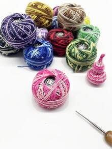 1 pieza Hilo de encaje de dos colores, teñido degradado bicolor, rollo pequeño de 25m de hilo de encaje, tamaño compacto adecuado para principiantes, estudiantes y manualidades - Un hilo de encaje de dos tonos - Ver 6