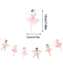 一套粉色芭蕾舞横幅，芭蕾舞者悬挂花环，蝴蝶结花环旗，生日派对装饰，芭蕾舞主题派对花环，婚礼派对装饰，婴儿派对装饰，室内/室外装饰，圣诞节装饰，情人节装饰 - 彩色 - 查看 15