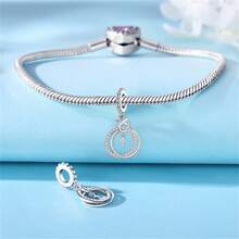 CYMYSS 1pc 925 Silver Plated Minimalist Fashion Cubic Zirconia Inlaid Double Circle Cross Pendant, Gift For Women On Valentine's Day/Birthday - Multicolor - View 2