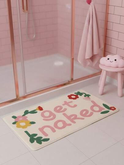 1pc Cartoon Pink Letter Decor Doormat Carpet, Children's Bedroom Decor, Children's Bathroom Cozy Carpet, Carpet Furniture Cozy Decor Carpet, Living Room Small Carpet, Bathroom Carpet, Living Room Home Decor, Outdoor Carpet, Washable Carpet
