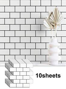 WoStick 4Sheeets/10Sheets 3D Glossy Subway Peel And Stick Tiles, Self-Adhesive Waterproof Wall Stickers For Kitchen Backsplash - Multicolor - View 20