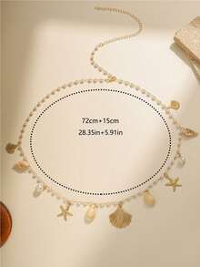 1 Piece Of Gorgeous And Fashionable Sparkling Rhinestone Sequin Pendant Umbilical Ring Waist Chain Women's Holiday Clothing Beach Vacation Fashion Party Charm Body Chain - Starfish Shells - View 3