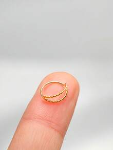 1pc 925 Sterling Silver Nose Ring Double Circle Cartilage Tragus Helix Body Piercing Nez Jewelry - Gold - View 10