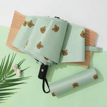 1pc Automatic Tri-Fold Umbrella With Bear Pattern, Cream Pink & Mint Blue, Portable Windproof UV Protection Sunshade, Cute Aesthetic Style, Suitable For School, Commute, Travel - Umbrella - View 11