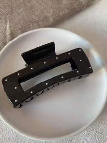 1/2 件装亮面经典黑白波点大号方形发夹，简约休闲后脑勺盘发配饰 - 彩色 - 查看 3