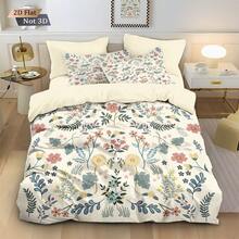 3pcs Bohemian Style Floral Digital Print Duvet Cover Set, Including 1 Duvet Cover And 2 Pillow Shams, No Filling, Soft And Comfortable Bedding, Polyester, Suitable For Indoor Decoration, Home Goods, All Seasons, Suitable As Gift For Boys, Girls, Teenagers - 3105+SJT+Y - View 2