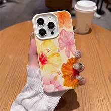 花朵图案单件装 TPU 材质优雅热带夏季度假水彩花卉设计手机壳，兼容苹果 17 Pro Max/17/16 Pro Max/15/13/12/11、S20 FE/A15/S24/A55、Note 11/12/13 Pro，全包软壳保护套，国际版，非国内版 - 白色 - 查看 4