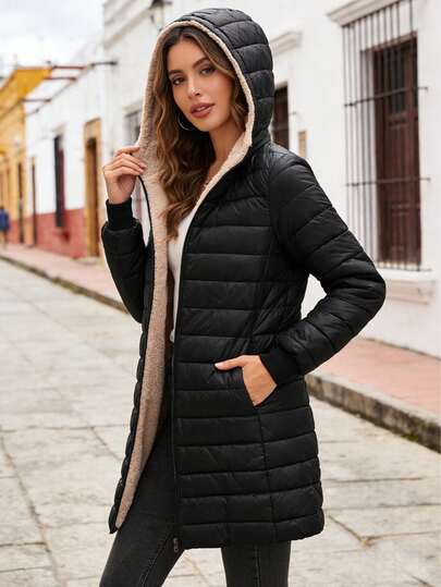 Chaqueta acolchada ligera para mujer, chaqueta con capucha, chaqueta impermeable, multibolsillos, top informal para exteriores de otoño e invierno