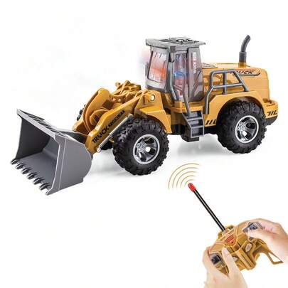 1:30 Scale Remote Control Bulldozer Toy Truck - Children's Engineering Toy Car With Lights, Ideal Tractor Toy For Boys Aged 6-12+, Best Christmas And Birthday Gift For Kids