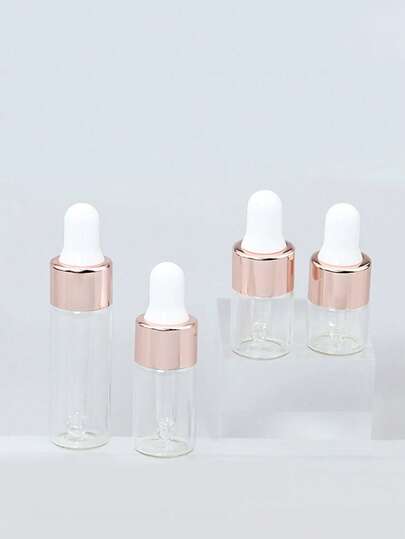 2ml Mini Rose Gold Cap Glass Dropper Bottle Set, Suitable For Essential Oils, Home Decor For Living Room, Bedroom, Bathroom, Travel Accessories, Wedding, Party, Birthday Gifts For Men, Parents, Friends, New Year Gifts, Accessories, Fun Gifts, Portable Storage Accessories